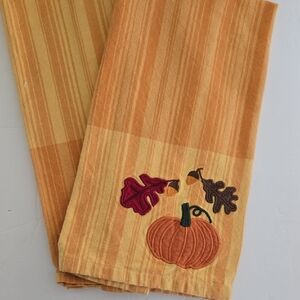 Autumn Pumpkin Two Embroidered Kitchen Towels